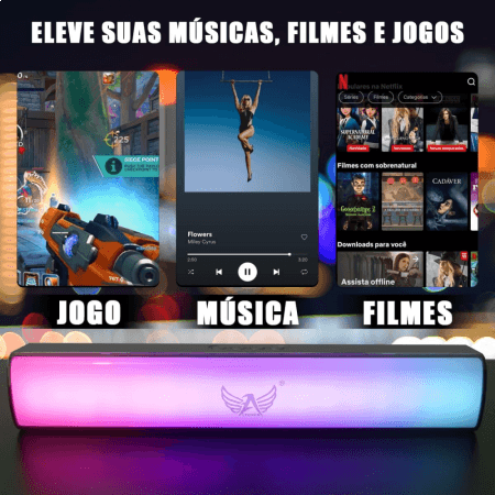 Caixa som soundbar bluetooth 10w led tv notebook al-8665