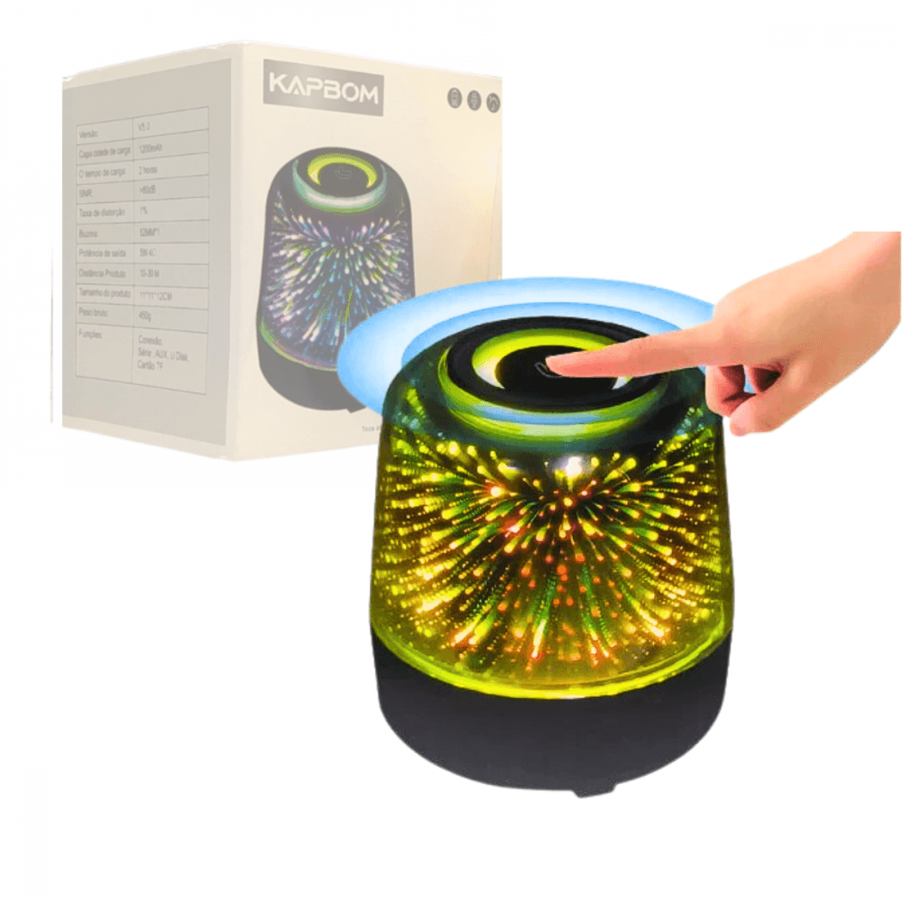 Caixa som bluetooth portátil luminária touch led rgb ka-8532