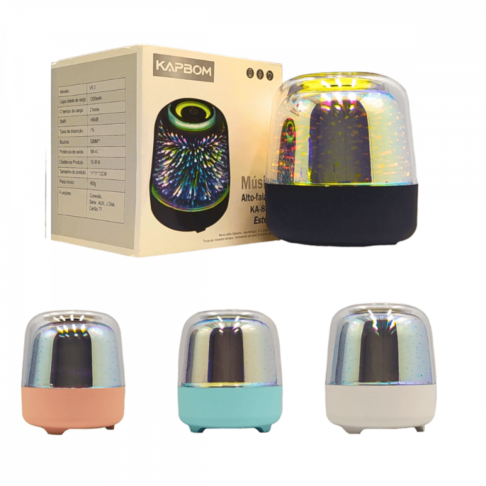 Caixa som bluetooth portátil luminária touch led rgb ka-8532