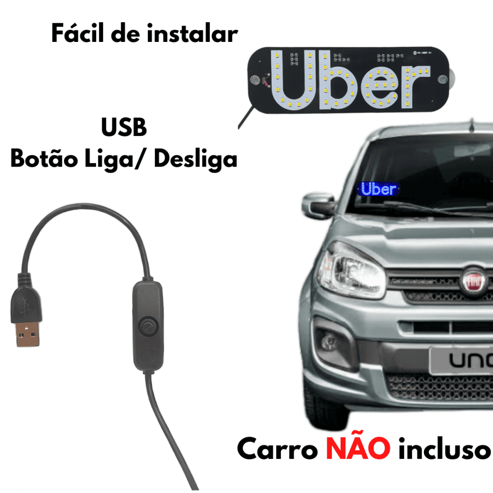 Placa painel letreiro luminoso led vidro ka-1129al-1138uber