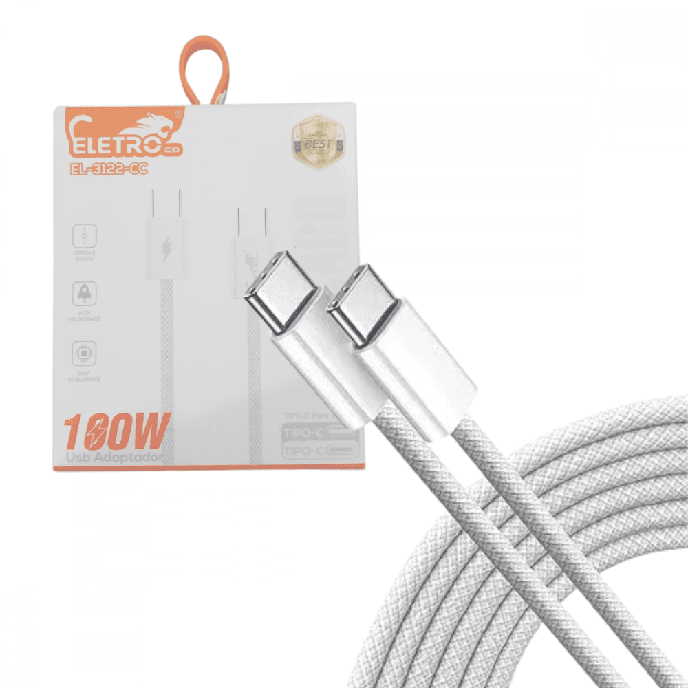 Cabo dados tipo-c 100w linha premium 1 metro el-3122-cc