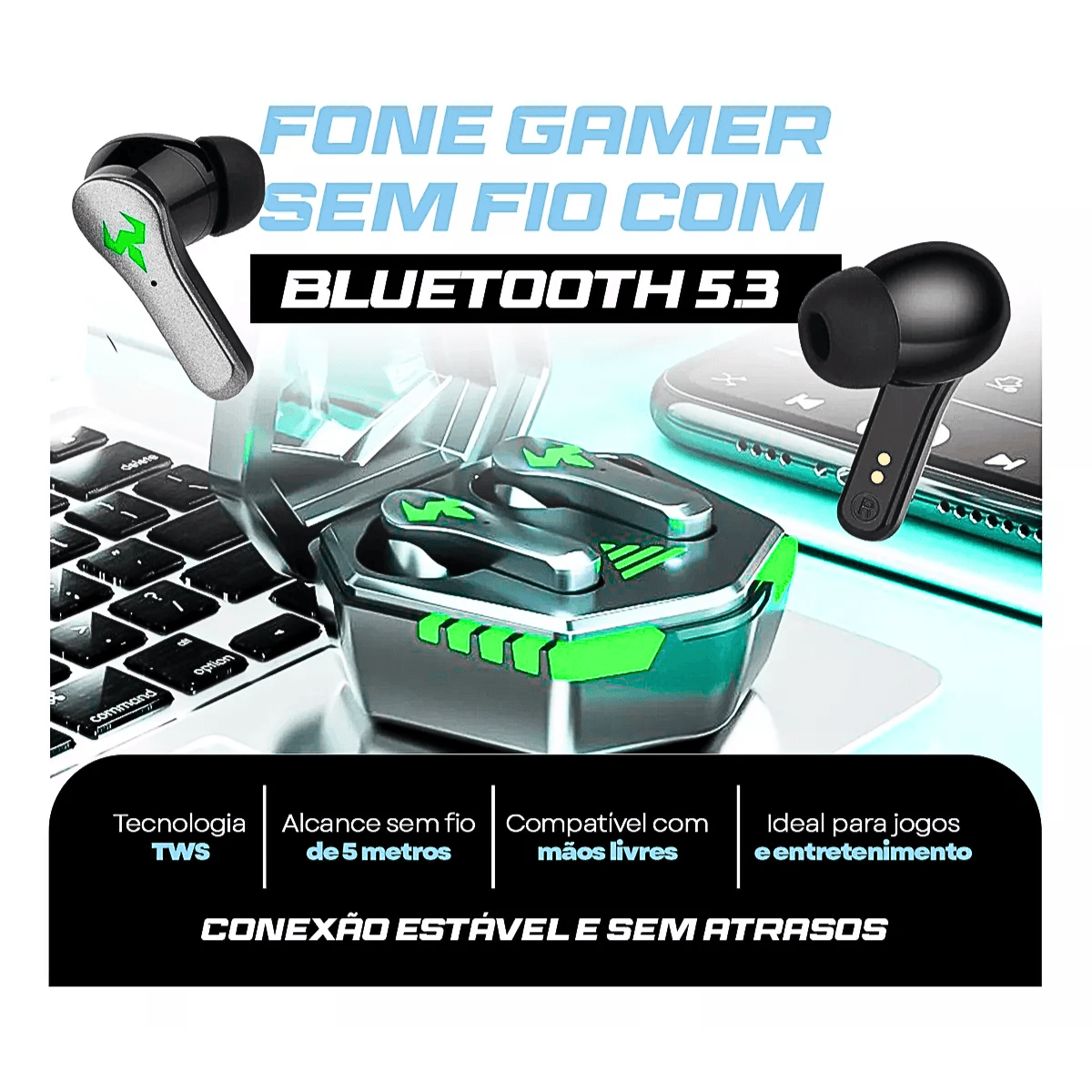 Fone ouvido intra auricular bluetooth case ka-790c