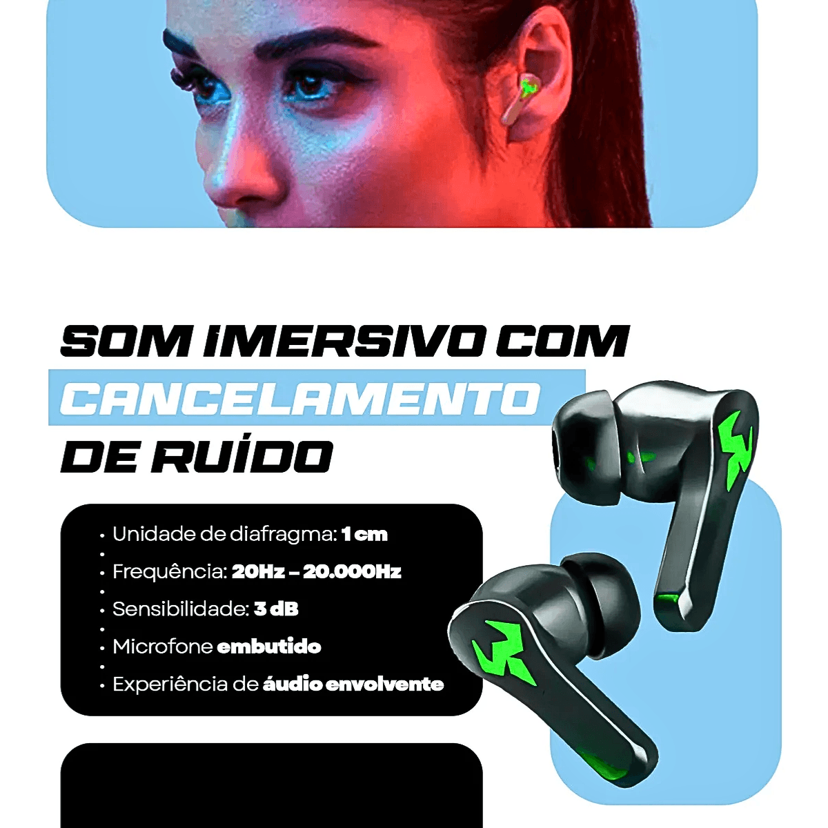 Fone ouvido intra auricular bluetooth case ka-790c