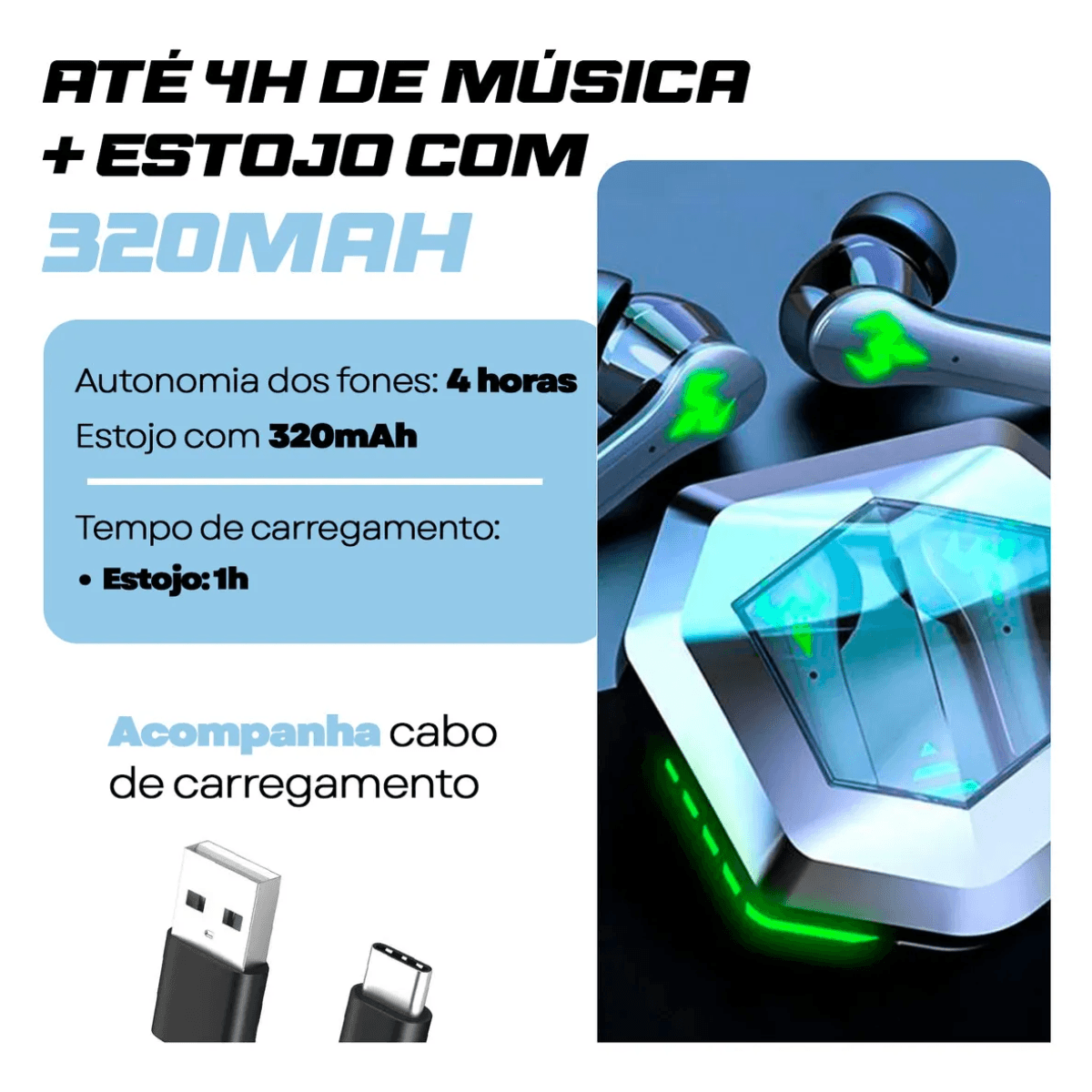 Fone ouvido intra auricular bluetooth case ka-790c