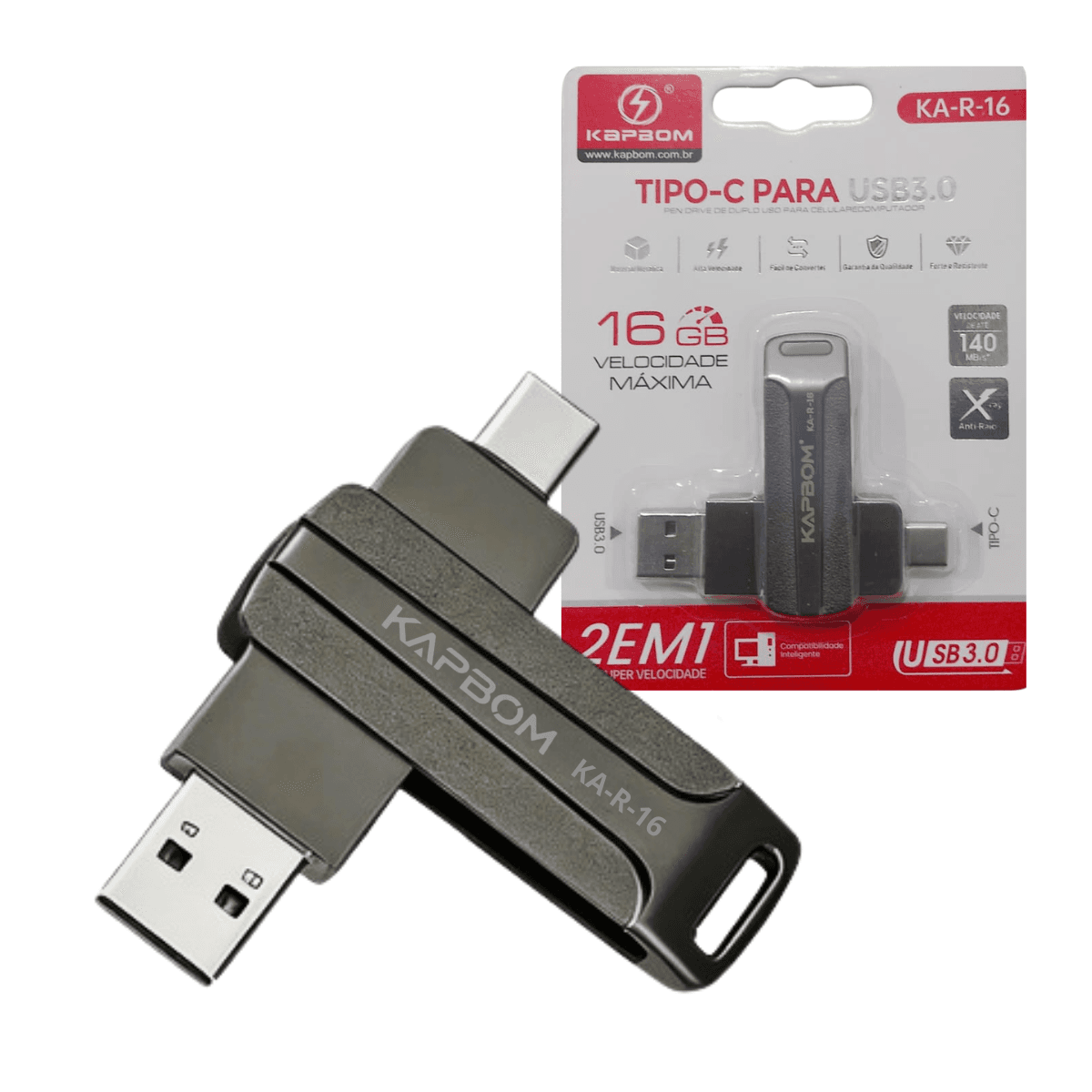 Pendrive 16gb unidade flash tipo-c usb 3 0 alta ka-r16 — default