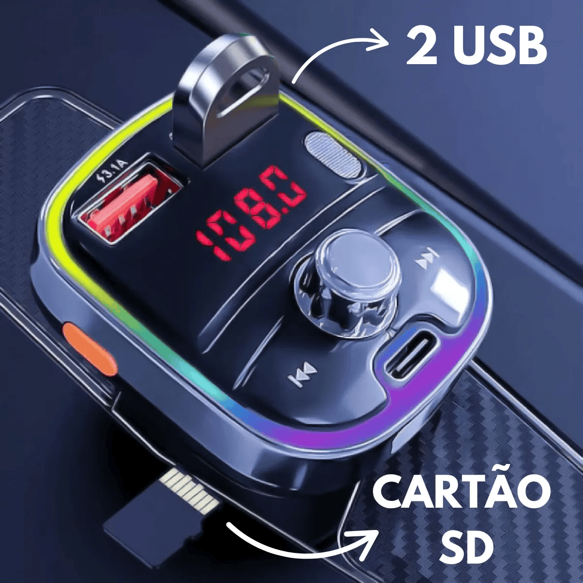 Carregador Transmissor Veicular Player Bluetooth CAR-3465