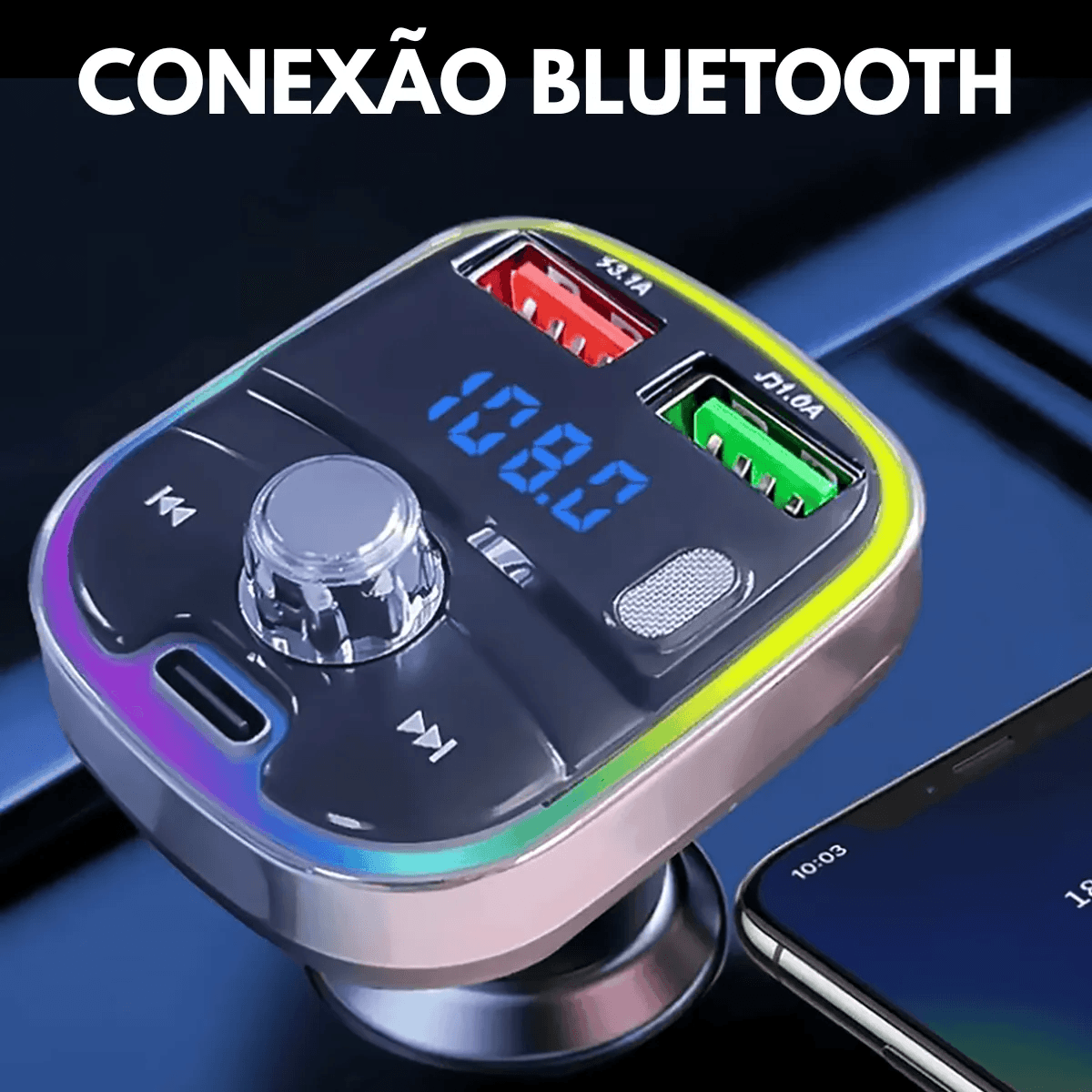 Carregador Transmissor Veicular Player Bluetooth CAR-3465