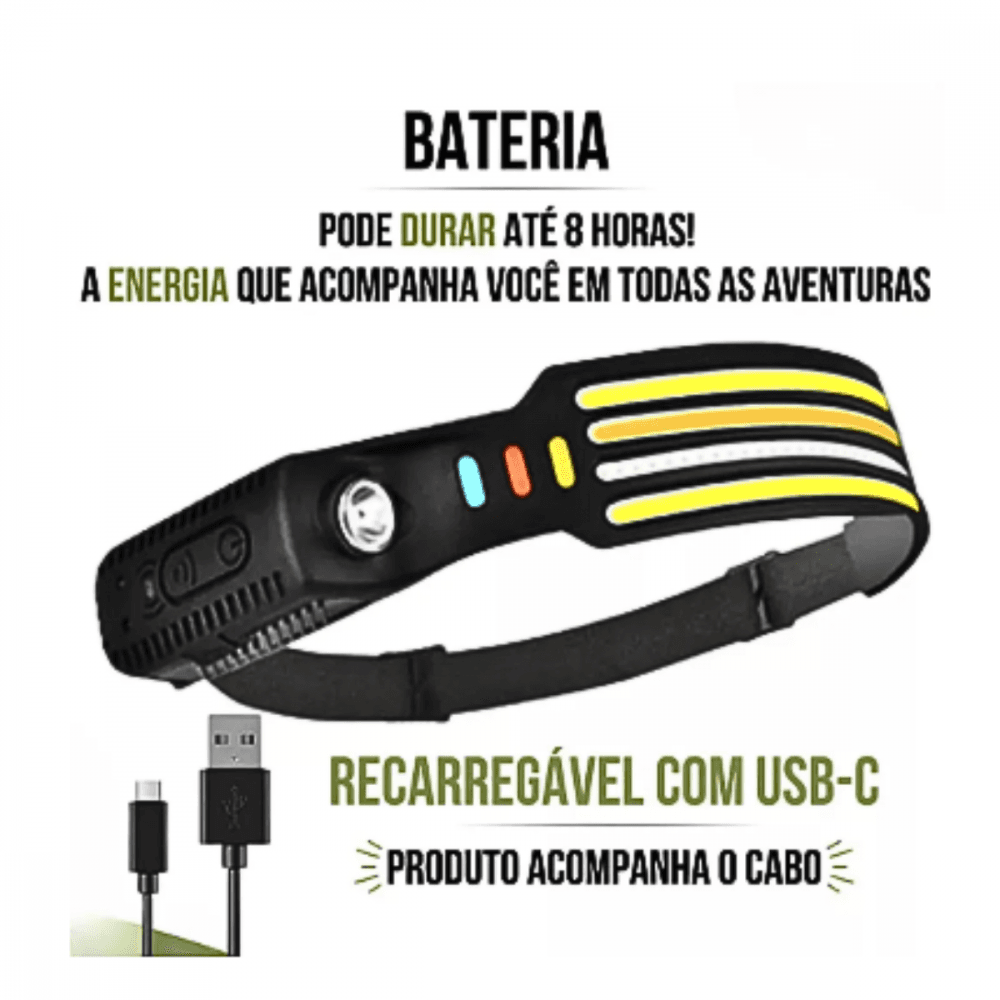 Lanterna Cabeça Farol Super LED COB Sensor AL-B1903