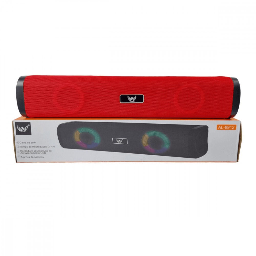 Caixa Som Bluetooth Soundbar LED RGB AL-8912 — Vermelho