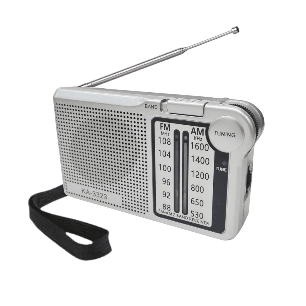 Mini Rádio Bolso FM AM P2 2 Bandas Retrô Pocket KA-3323 — Prata
