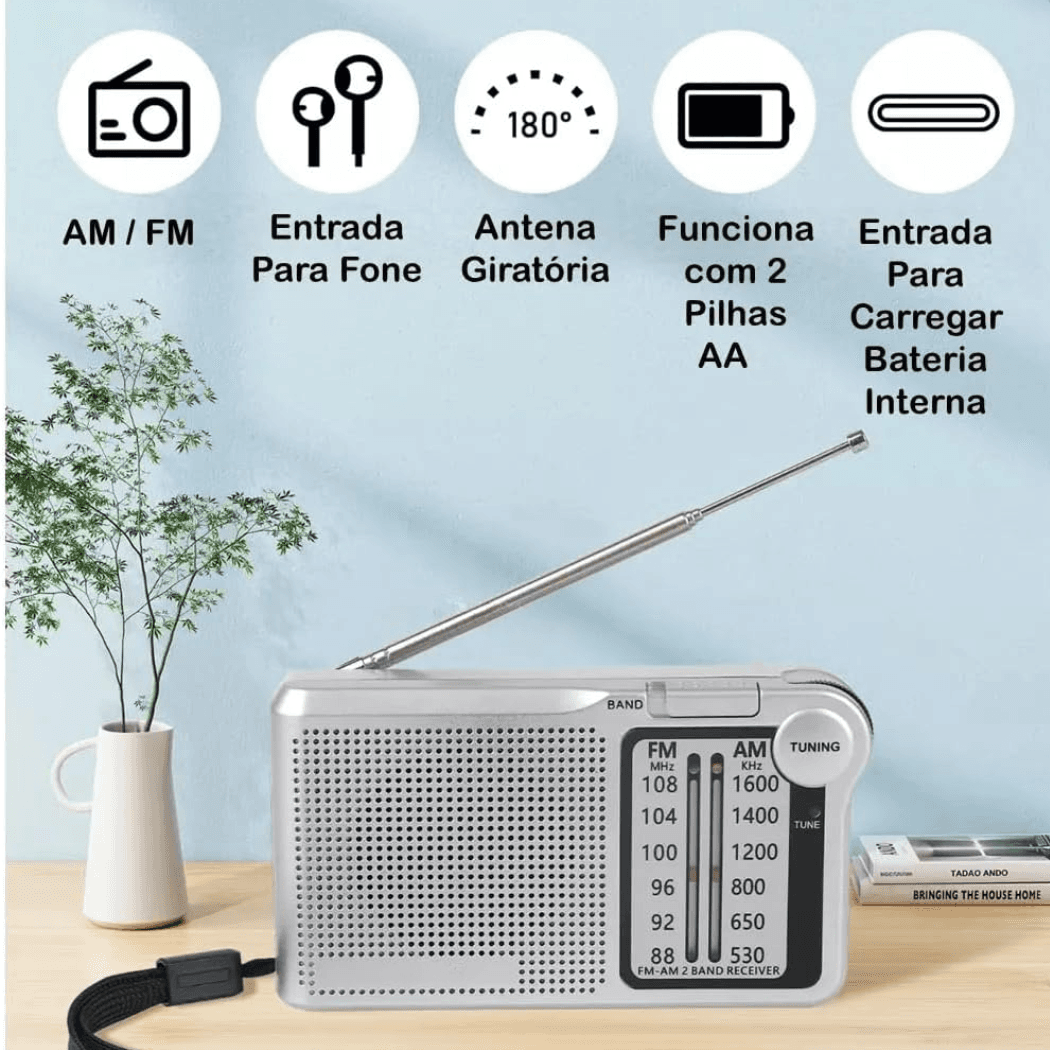 Mini Rádio Bolso FM AM P2 2 Bandas Retrô Pocket KA-3323