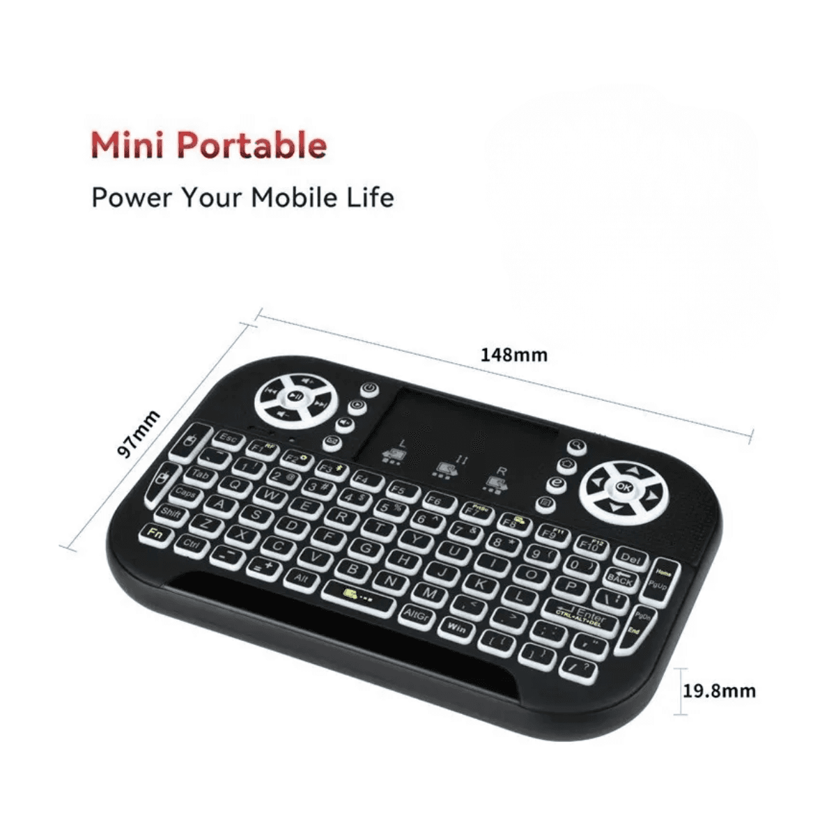 Mini Teclado LED Bluetooth Wireless Receptor USB AL-313R