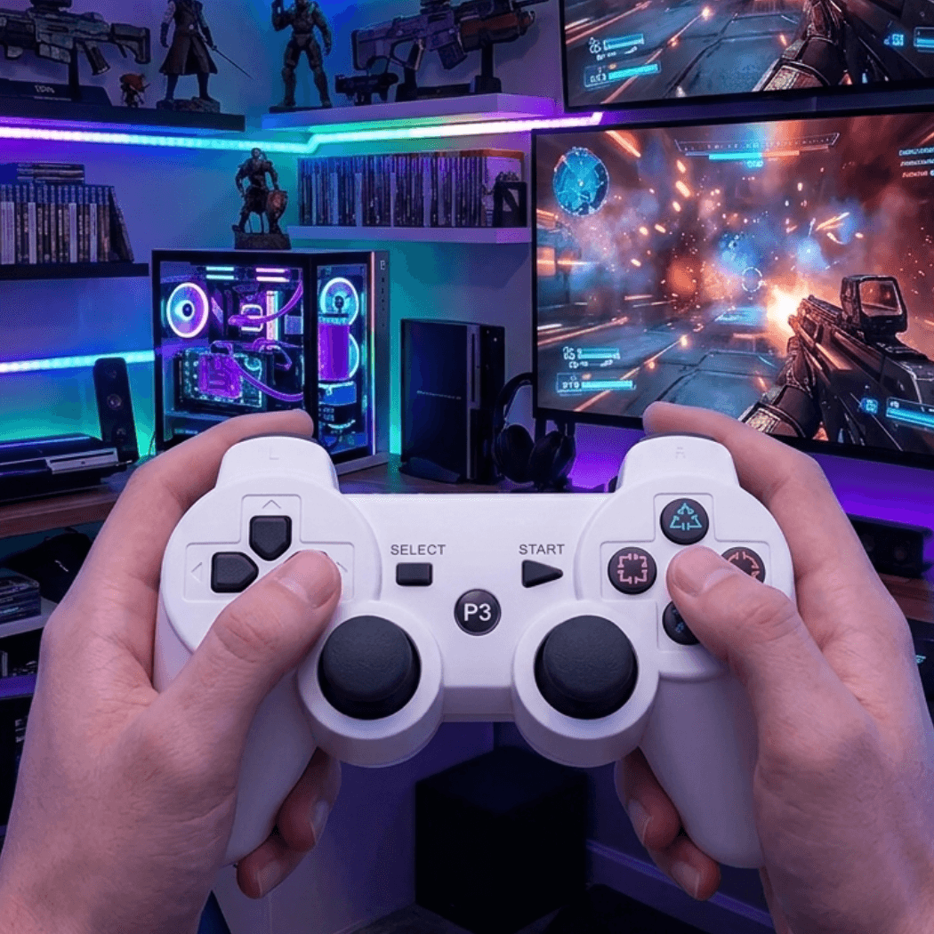 Controle Gamer Vibração Bluetooth Doubleshock-P3