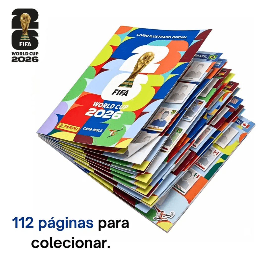 Kit ÁLBUM 35 Figurinhas Copa Mundo Fifa 2026 LBUMe5Envelopes