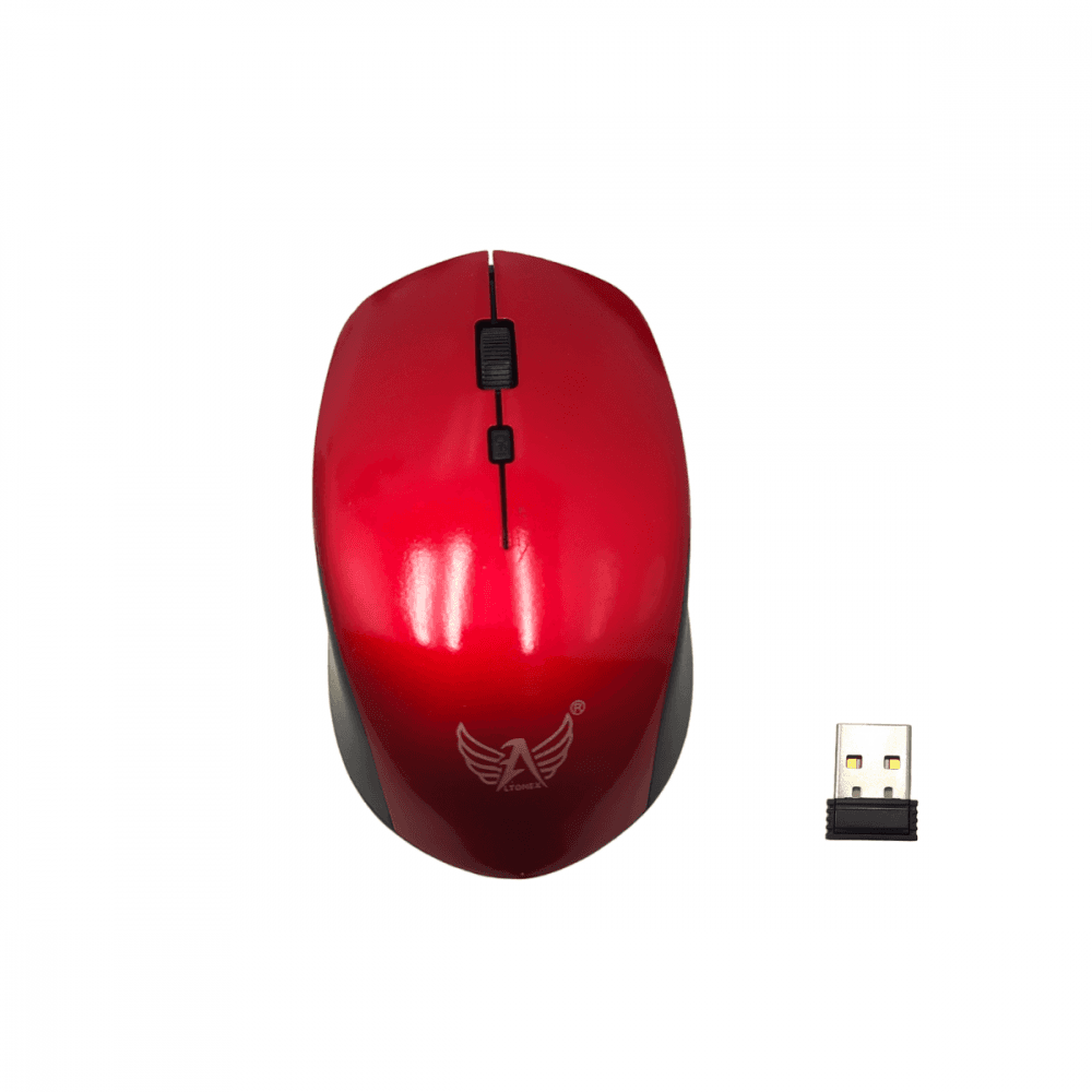 Mouse Sem Fio Conector Mini USB Notebook PC H-801 — Vermelho
