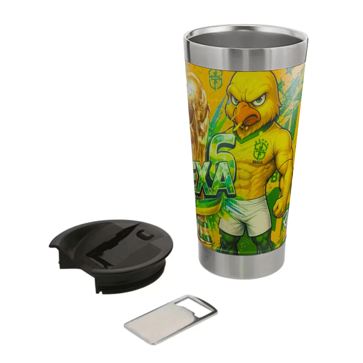 Copo Térmico Inox 473 ml Tampa Abridor Copo473Futebol