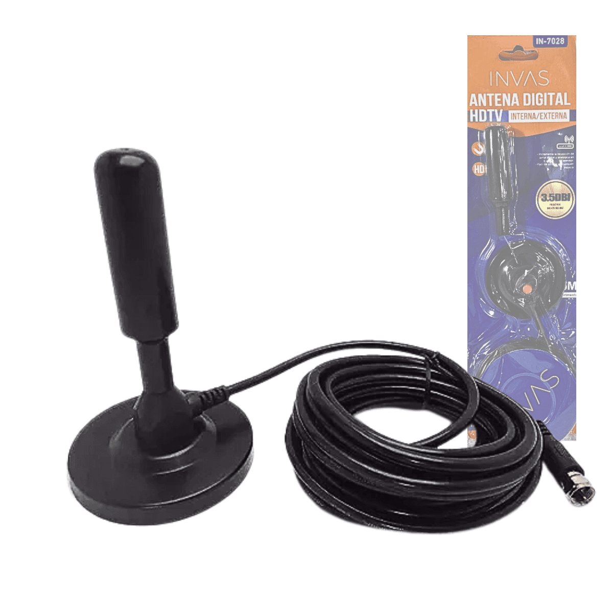Antena Digital HDTV Interna Externa 5 metros 3 DBI IN-7028 — default