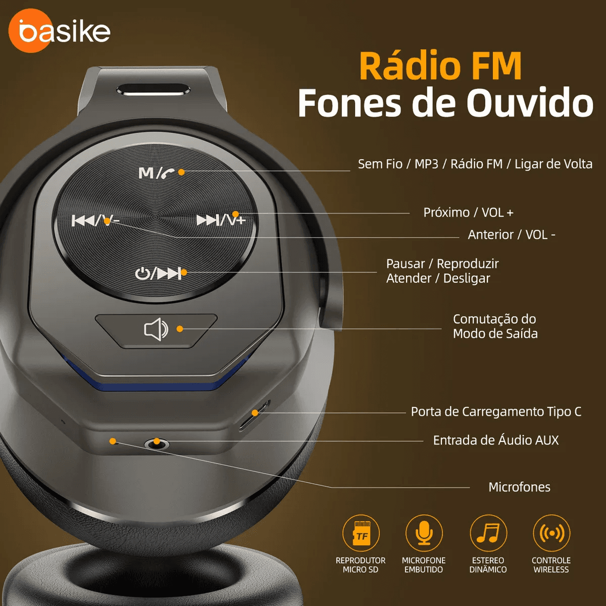 Fone Ouvido Bluetooth Cancelamento Ruído ANC BA-FON6689