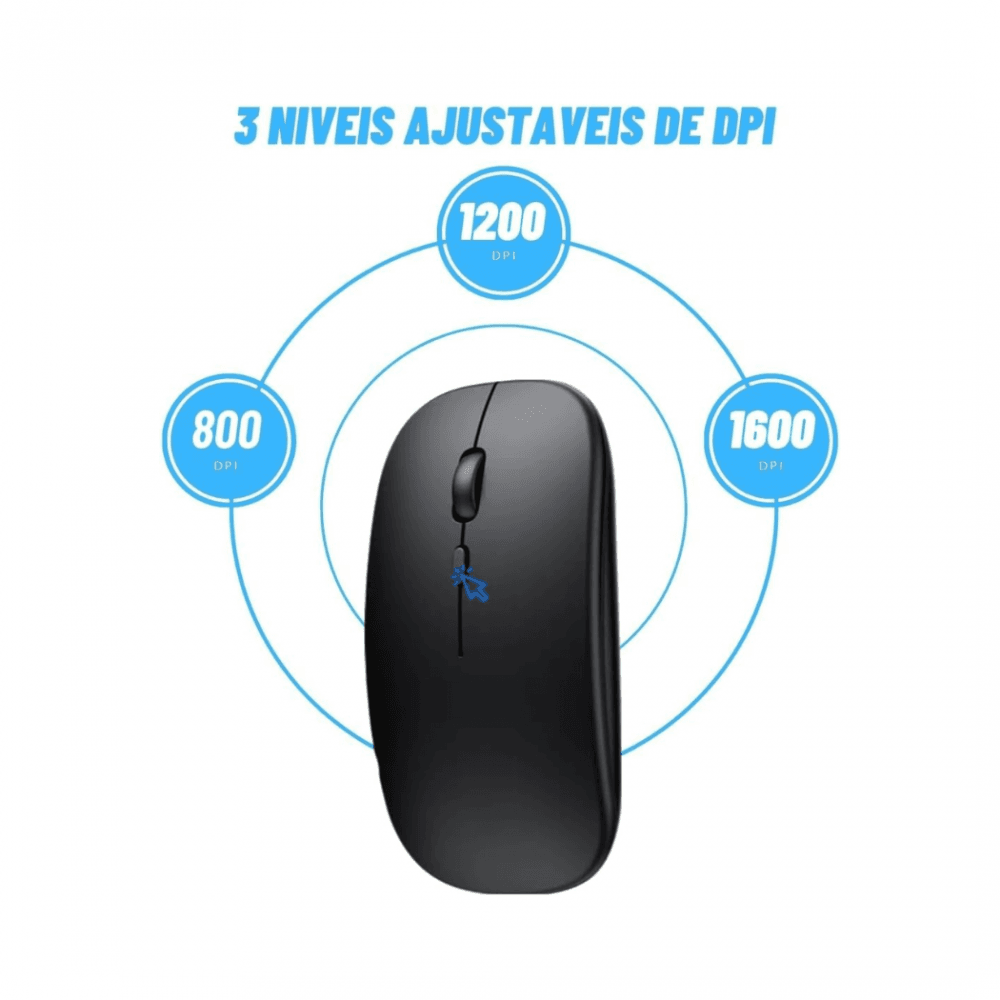 Mouse Sem Fio Bluetooth RGB 1600 dpi Exbom 3482