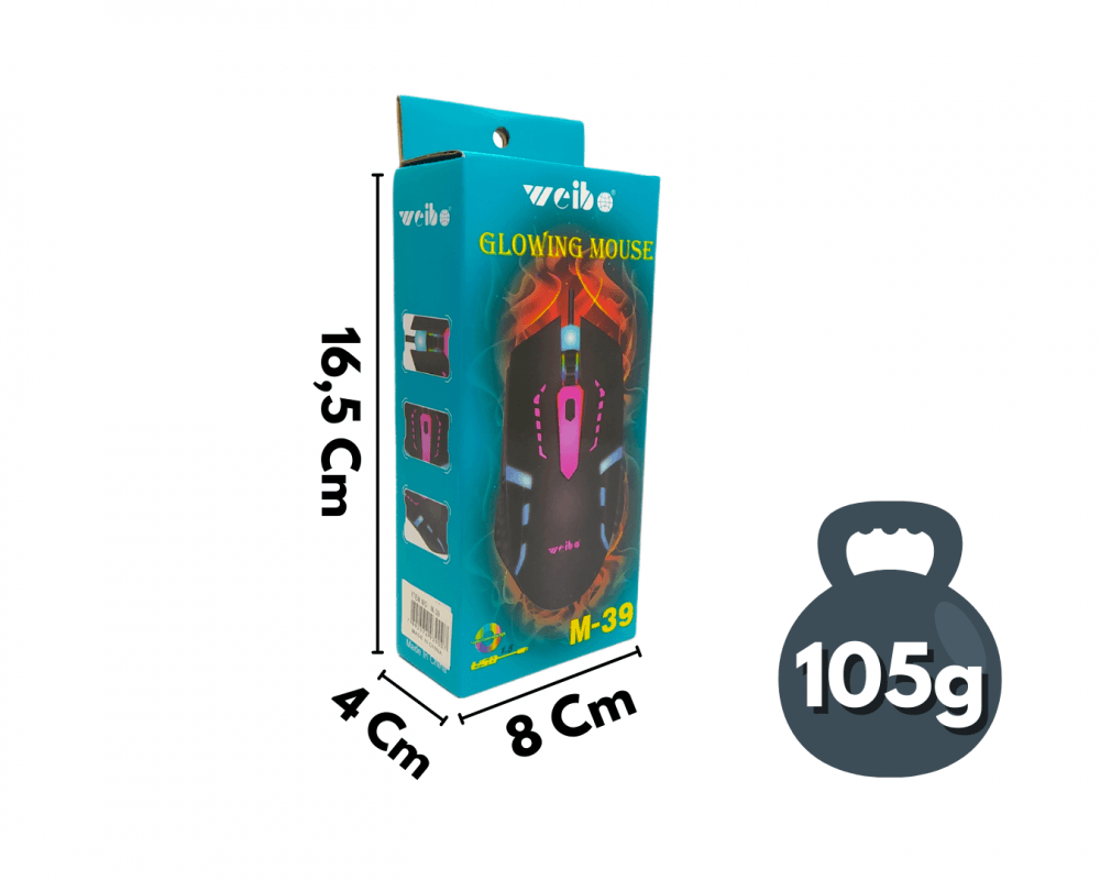 Mouse Óptico Gamer LED RGB Weibo M-39