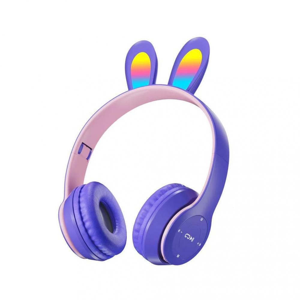 Fone Ouvido Headphone Bluetooth Sem Fio Orelha Coelho B-19D — Roxo