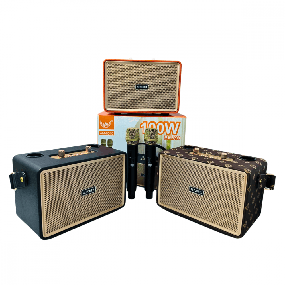 Caixa Som Karaokê sem fio Bluetooth 02 Microfones AM-8510
