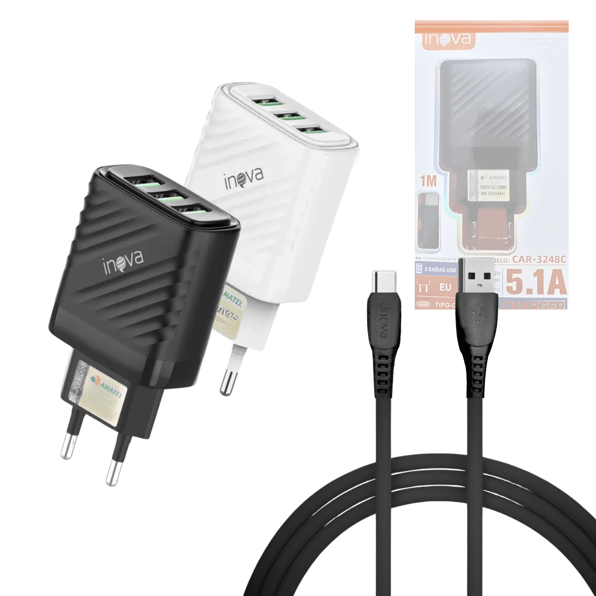 Carregador Completo TURBO 03 Entradas USB 5 1A CAR-3248C — default