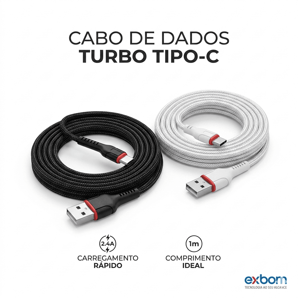 Cabo dados TURBO TIPO-C 2 4A 1 metro Exbom CBX-U2C13TC