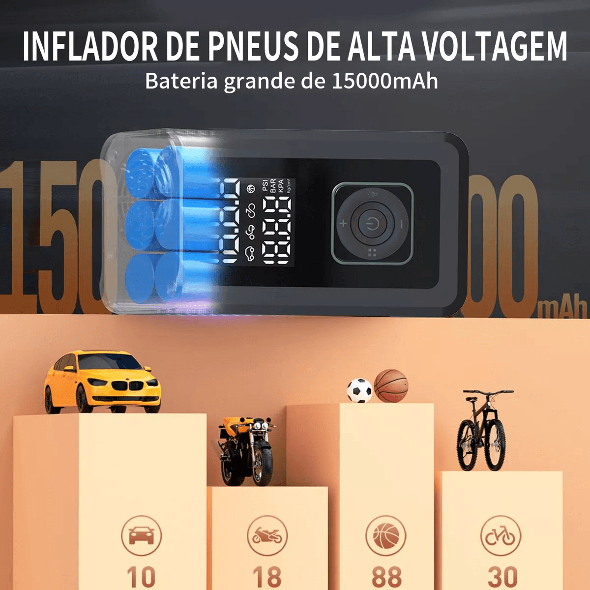 Calibrador Compressor Pneu Bomba Ar Auxiliar Partida YT168