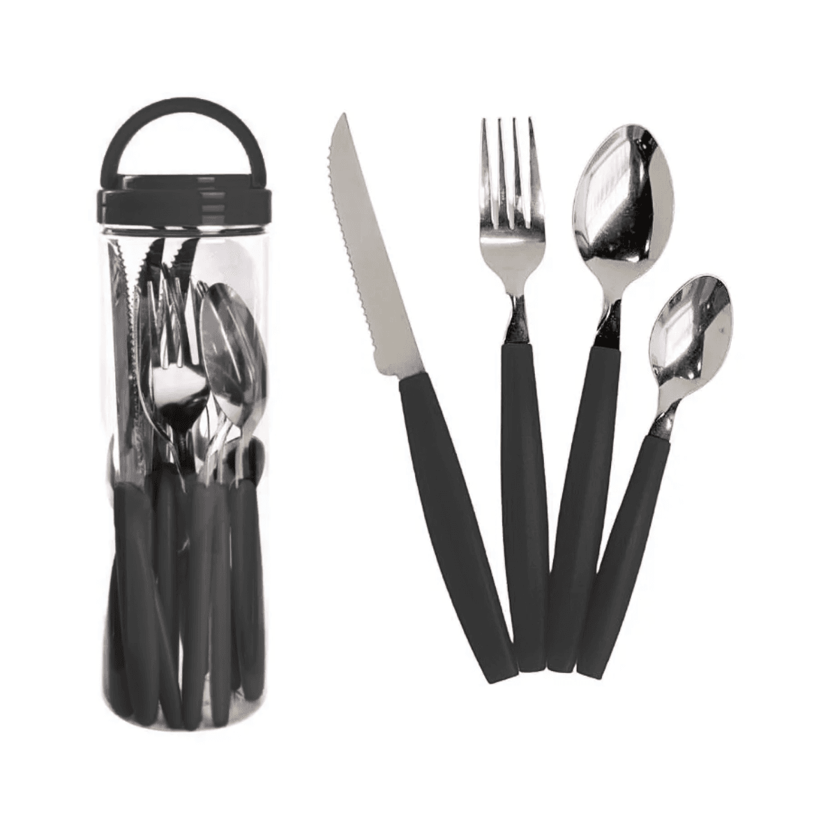 Conjunto Talheres Faqueiro Pote 24 Pçs Aço AL-1745 — Preto