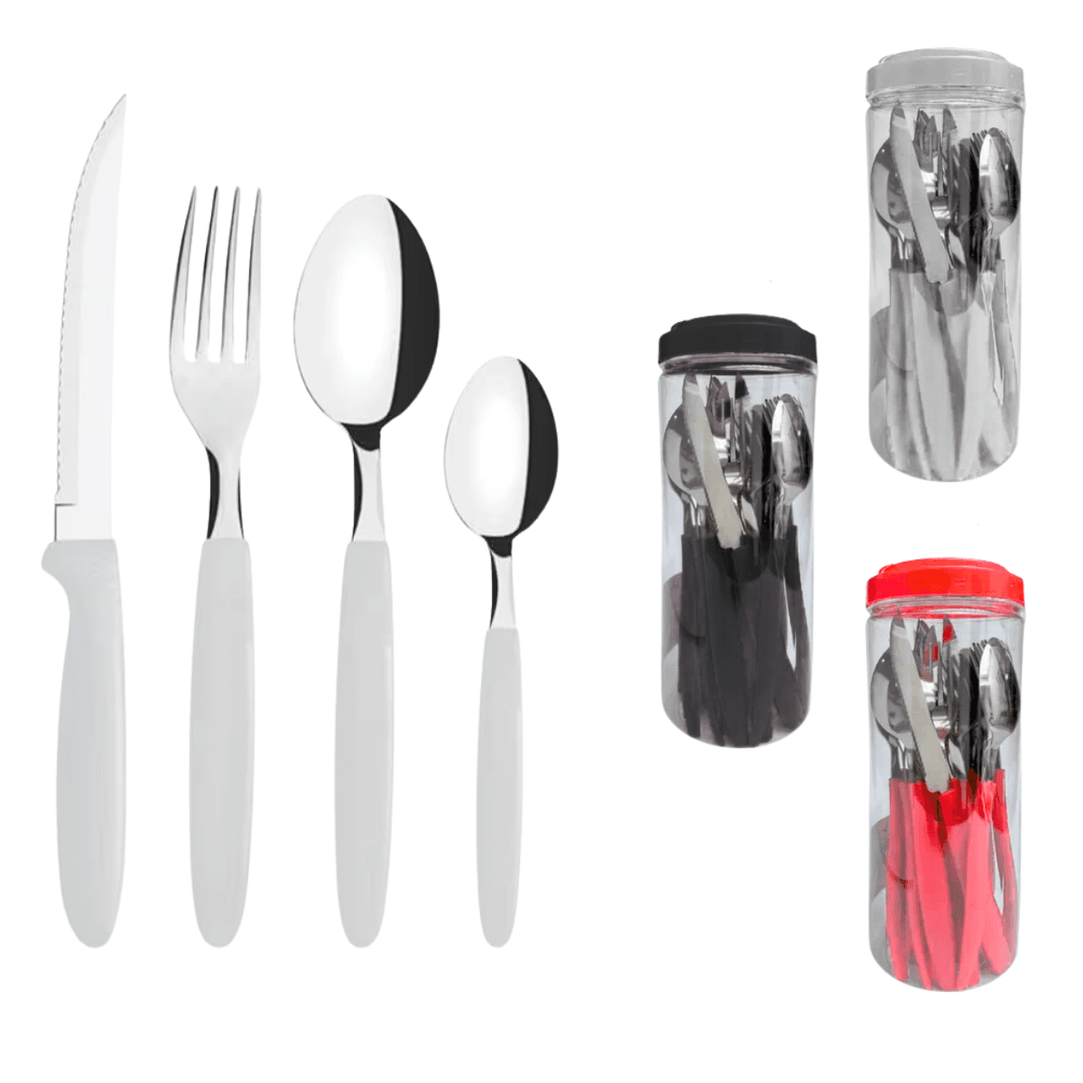 Conjunto Talheres Faqueiro Pote 24 Pçs Aço AL-1745