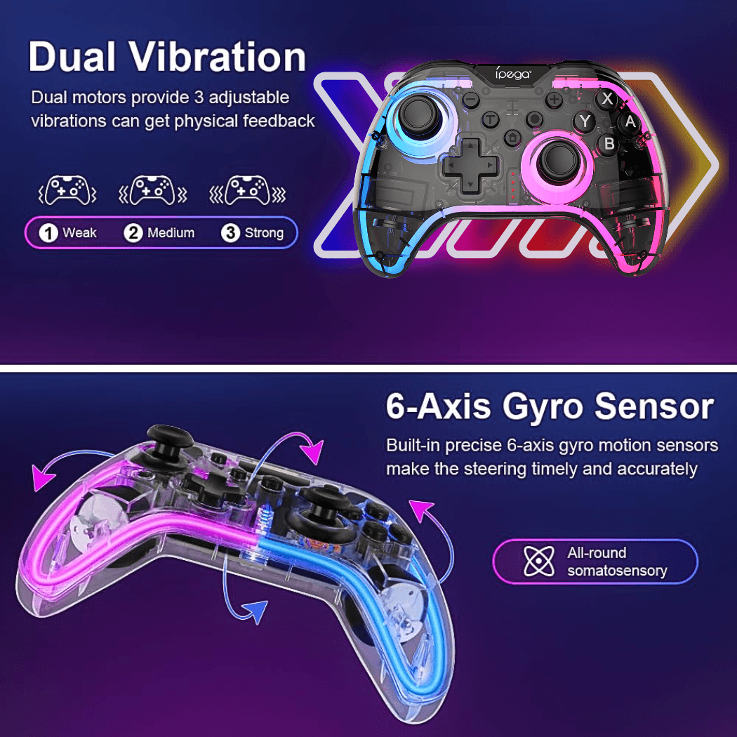 Controle Gamer IPEGA Bluetooth RGB Sem Fio PG-SW123T