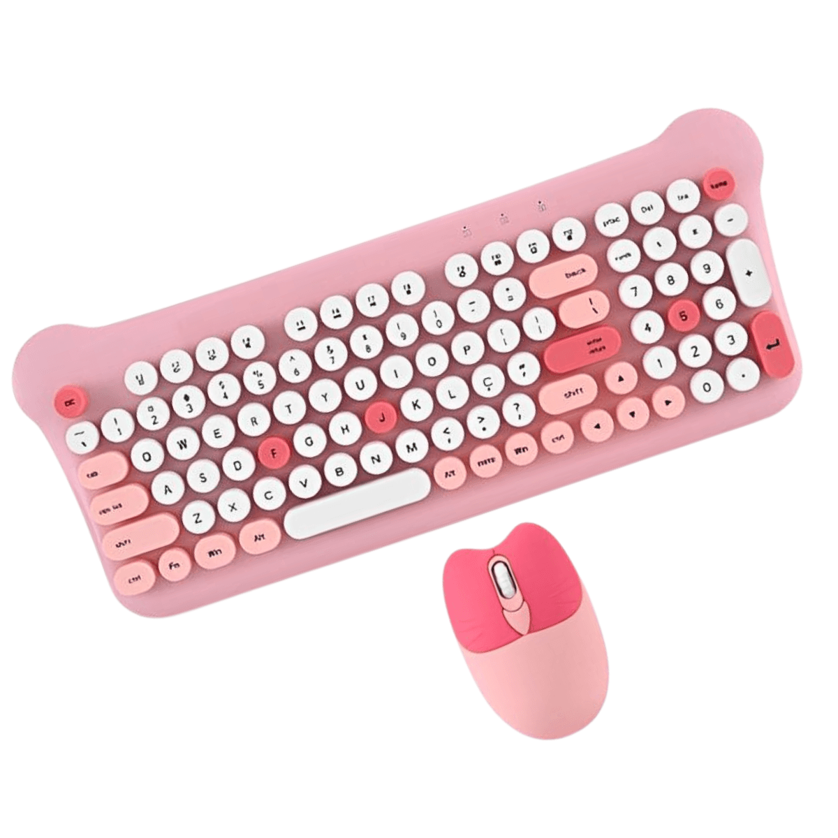 Kit Gamer Teclado Semi-Mecânico Mouse Wireless Sem AL-313H — Rosa