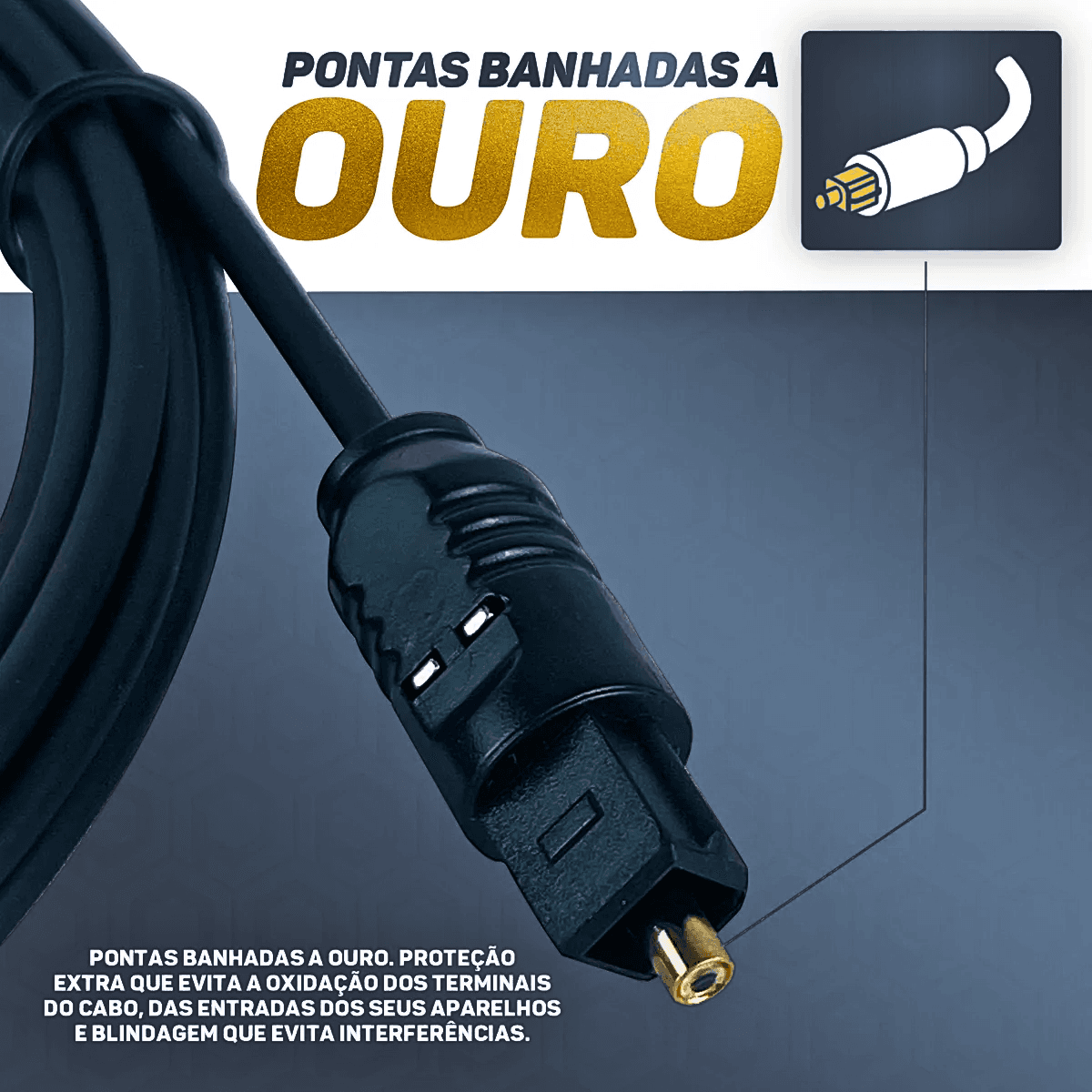 Cabo Áudio Óptico Digital Toslink 2 Metros KAP-C039