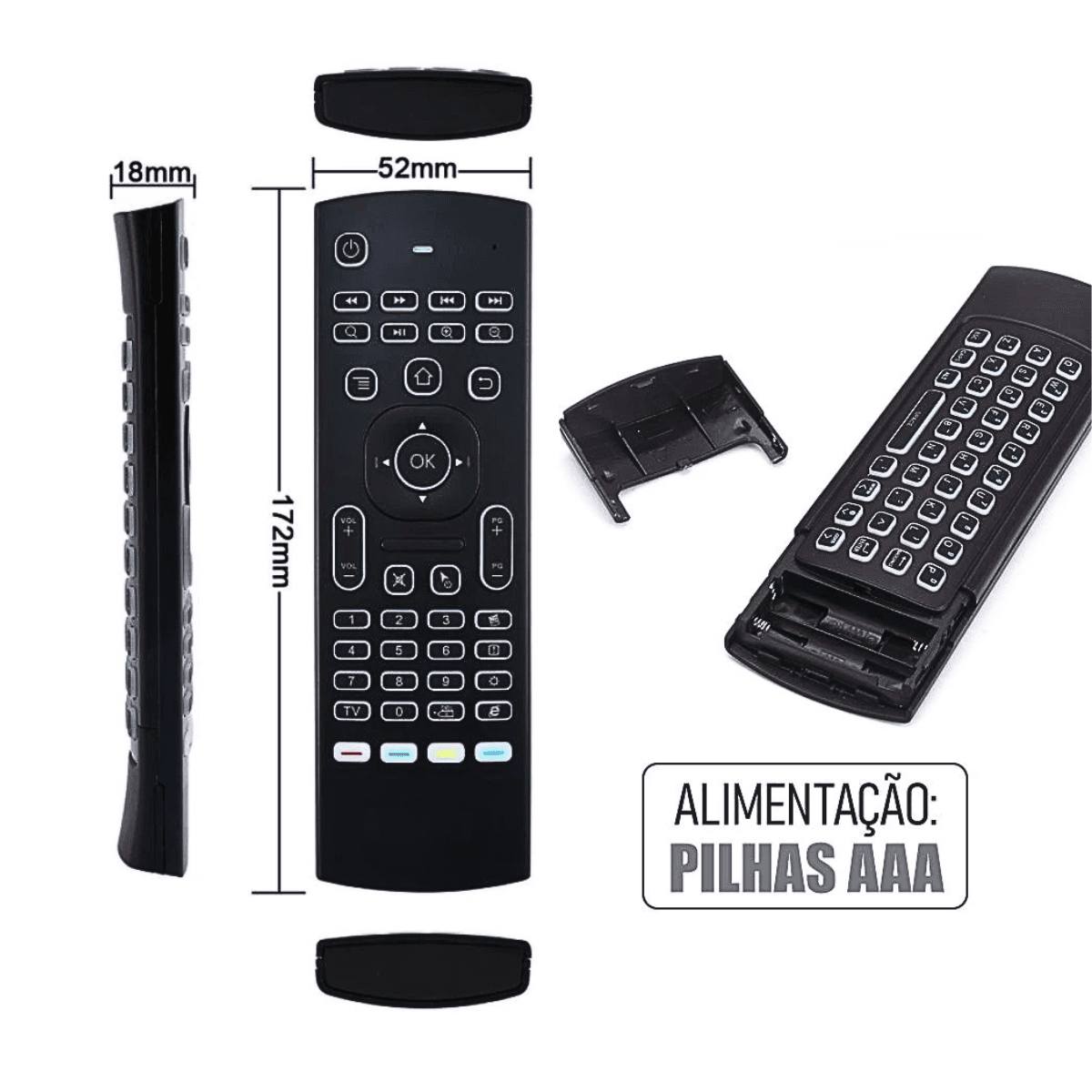 Controle Air Mouse 2 4g Sensor Teclado Smart Tv AL-319