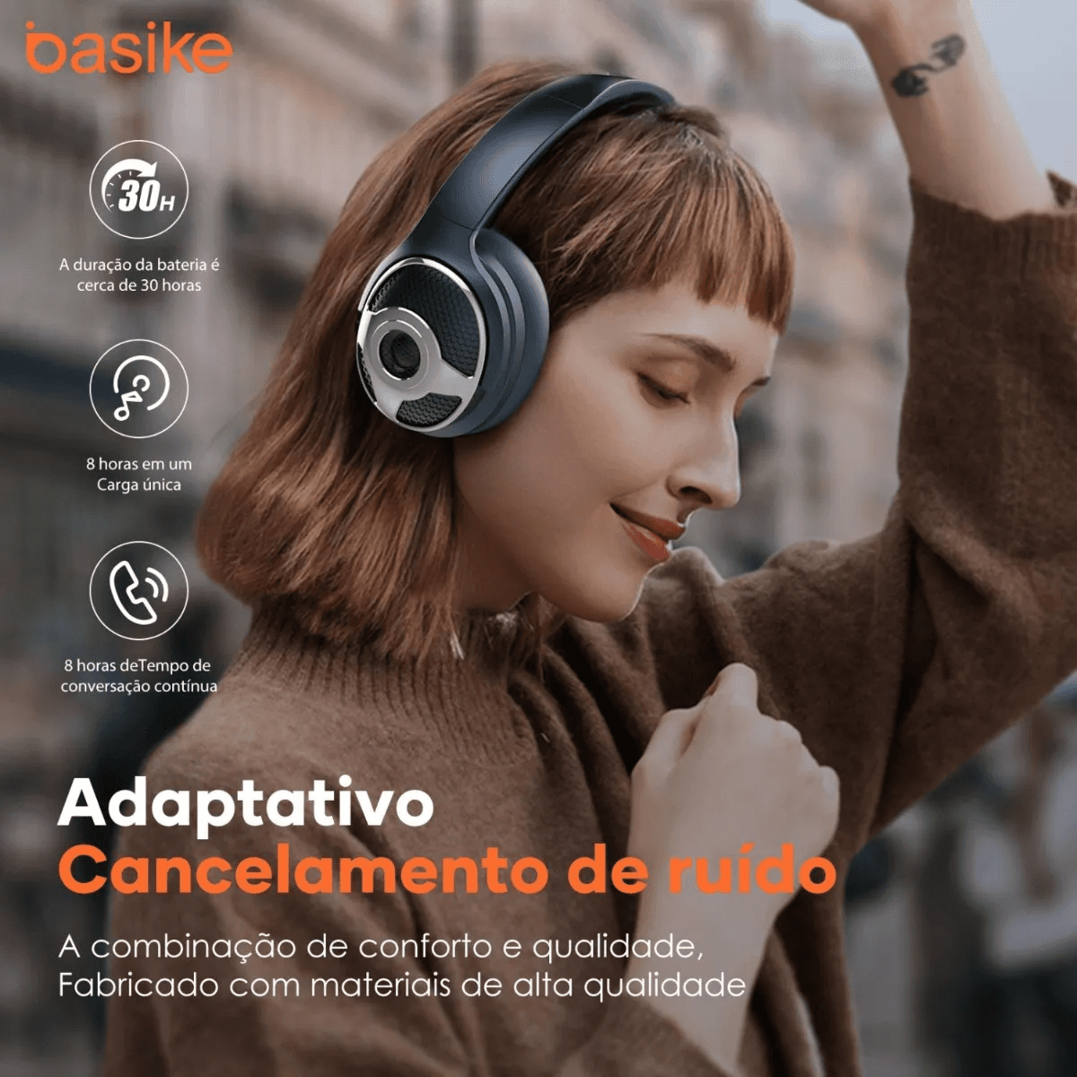 Fone Ouvido Bluetooth Cancelamento Ruído ANC BA-FON6695