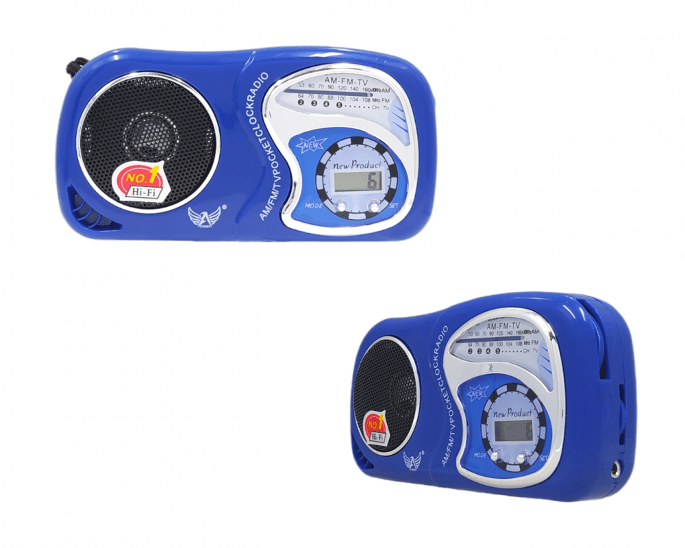 Rádio Portátil Retro FM AM Relógio Digital A-2019 — Azul