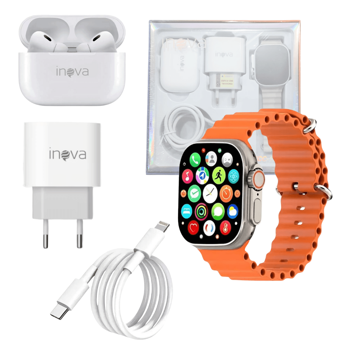 KIT Smartwatch 49mm Fone Ouvido Fonte WFFCC-12756Ondulada