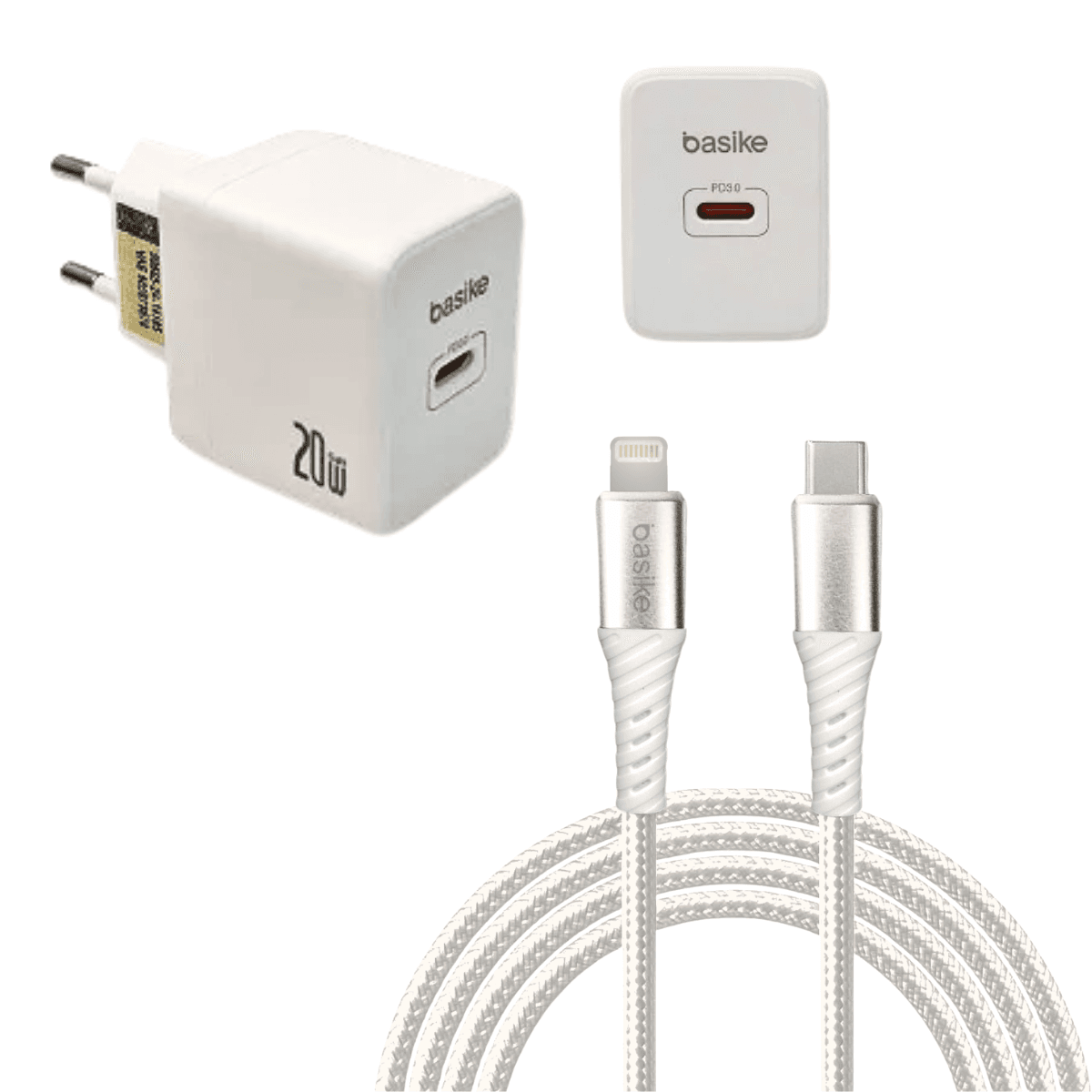 Carregador Completo 20W Porta TIPO-C Cabo BA-CAR068CL — Branco