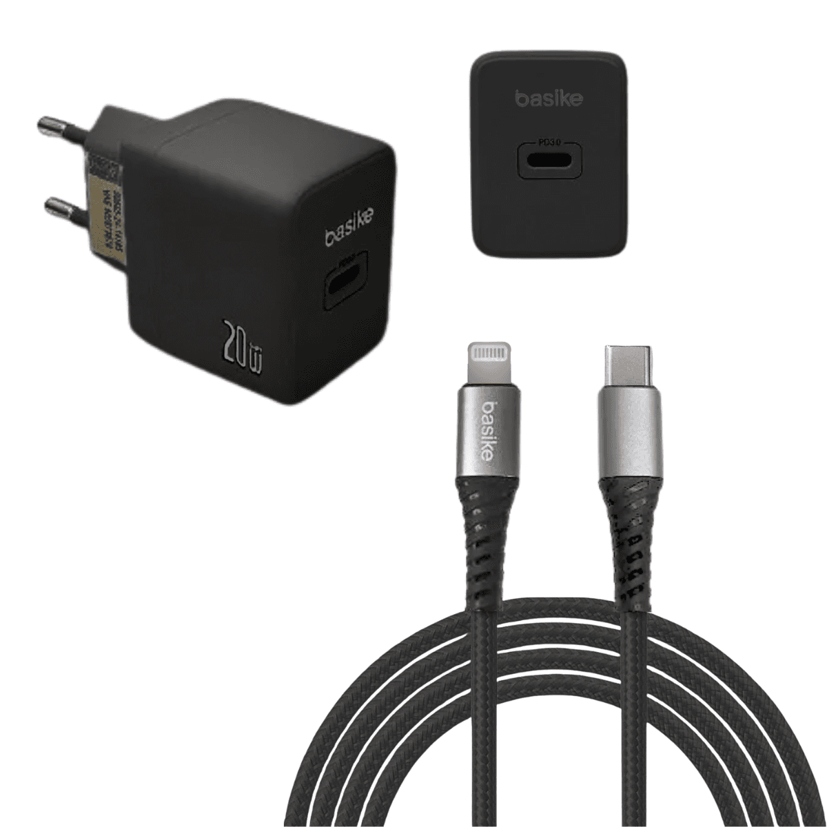 Carregador Completo 20W Porta TIPO-C Cabo BA-CAR068CL — Preto
