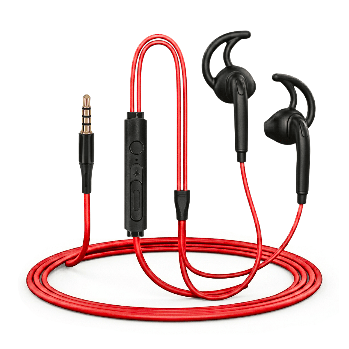 Fone Ouvido Estéreo Fio Controle Volume Conexão P2 AL-T3 — Vermelho