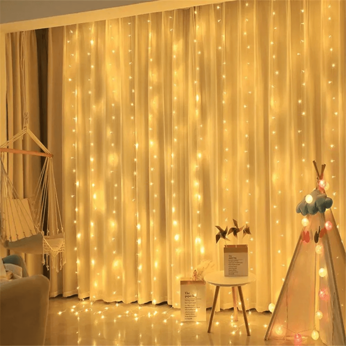 Pisca Cortina Cascata Amarelo LED 3x2 Metros AL-5989Amarelo