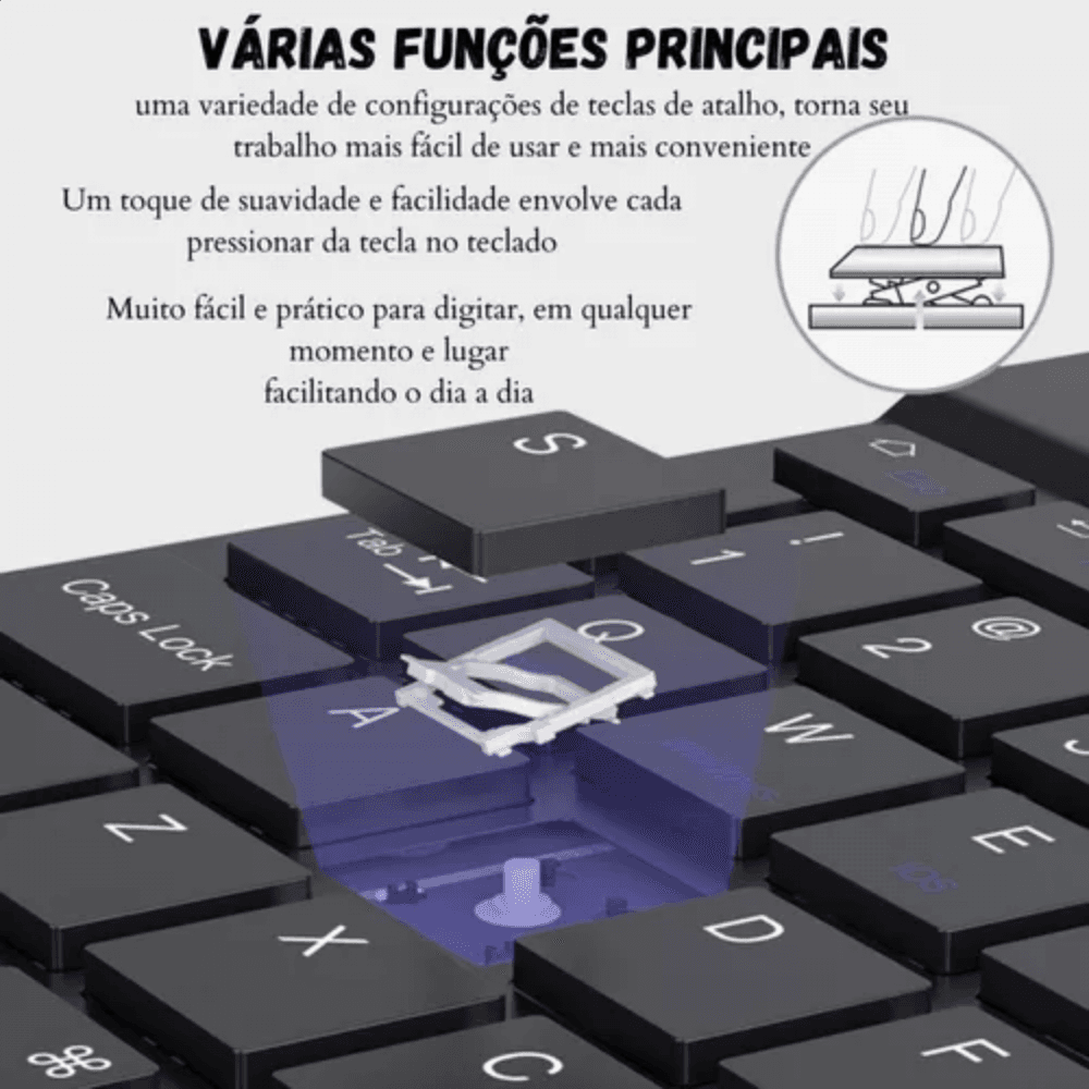 Teclado Portátil Bluetooth Sem Fio Ultra Fino Tablet EL-2101