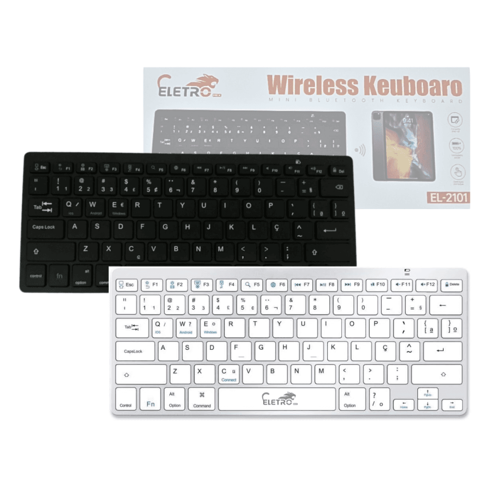 Teclado Portátil Bluetooth Sem Fio Ultra Fino Tablet EL-2101