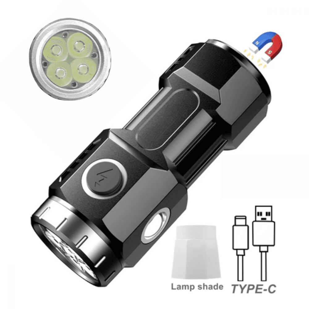 Mini Lanterna Tática Portátil Recarregável Imã KA-L6972