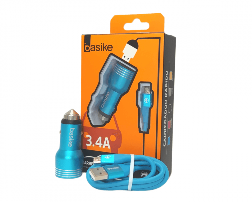 Carregador Veicular 2 Portas USB 3 4A Cabo V8 CAR-G5137-V8