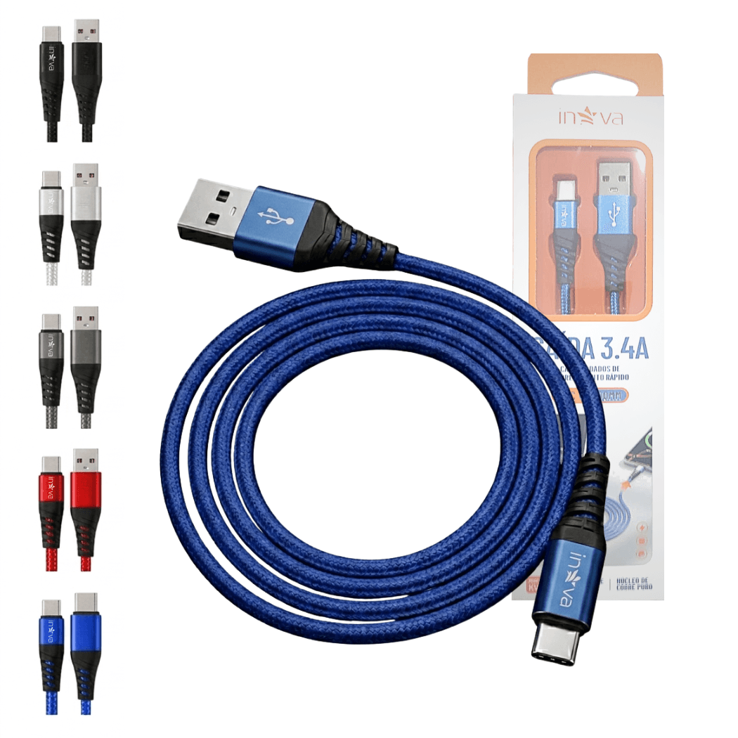 Cabo dados 3 4A USB TIPO-C Revestimento Nylon KV-6011 — default