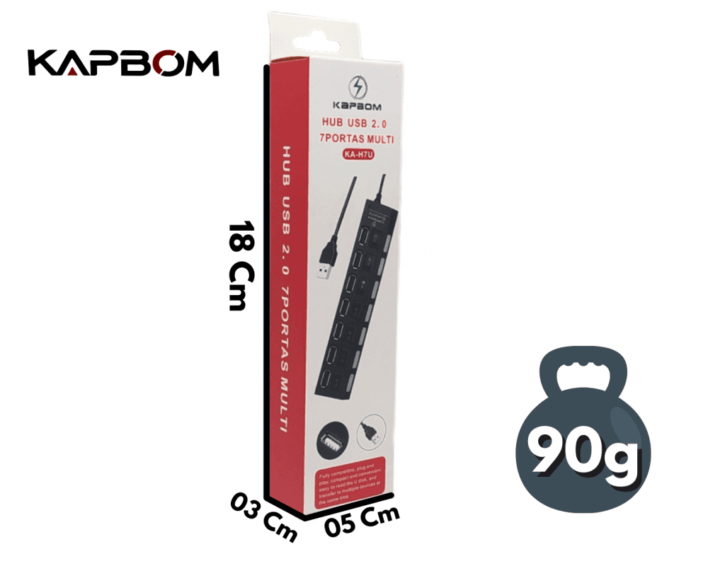 Extensor Adaptador Hub USB 7 Portas KA-H7U