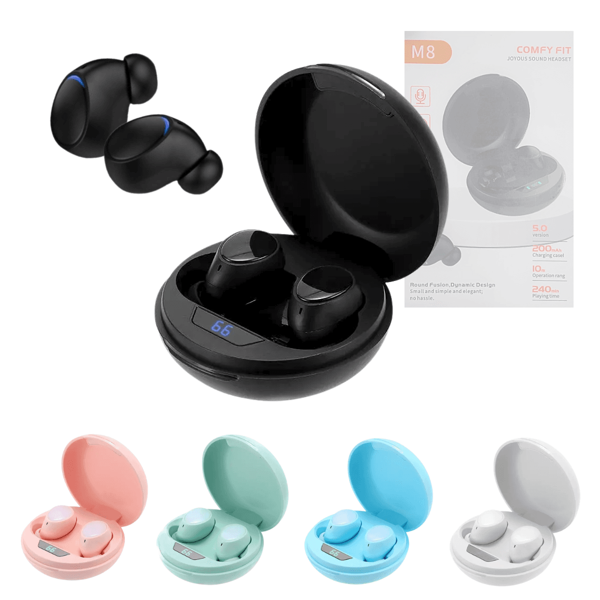 Fone Ouvido Bluetooth TWS Case Carregamento Tela Digital M8