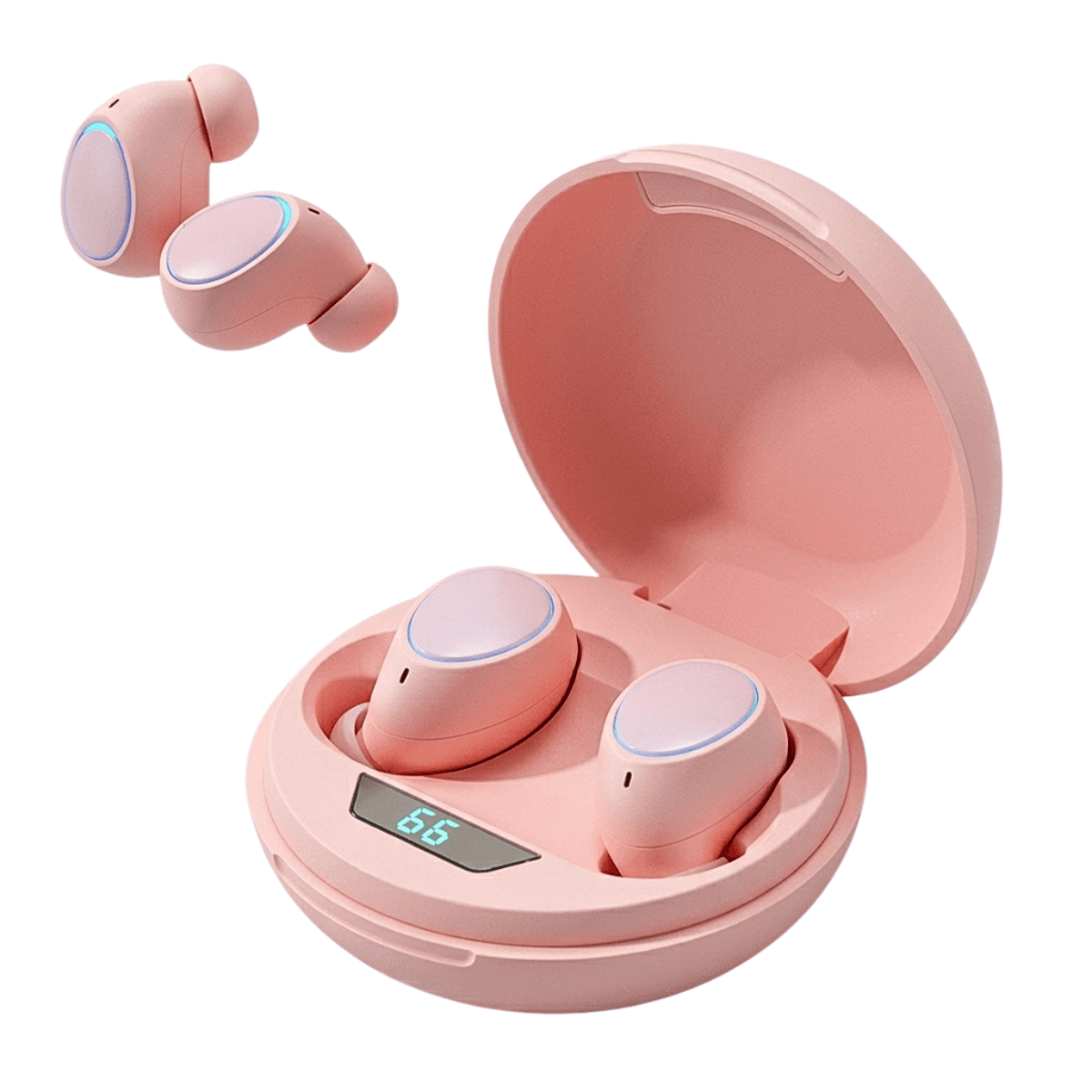 Fone Ouvido Bluetooth TWS Case Carregamento Tela Digital M8 — Rosa